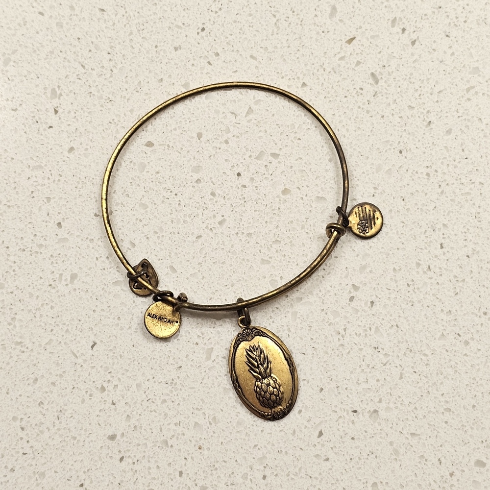 Alex And Ani Gold Pineapple Charm Bangle Bracelet